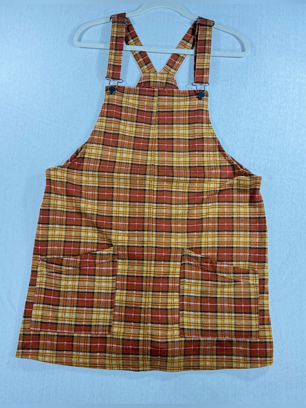 Plaid Overall Pinafore Dress XXL jBrown Mustard Fall Cottagecore Jumper